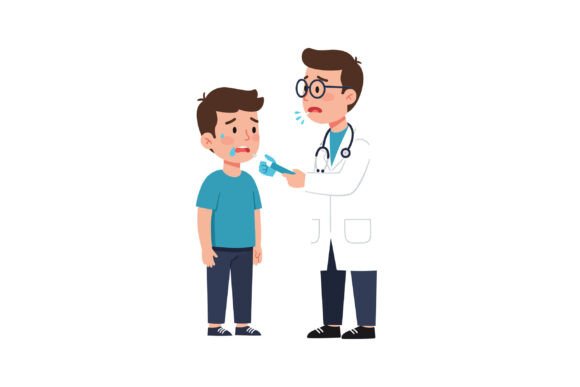 A Worried Child Receiving Medical Attent