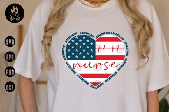 American Nurse Heart Flag SVG, 4th of July