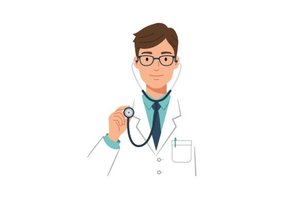 Doctor Wearing White Coat and Glasses Ho
