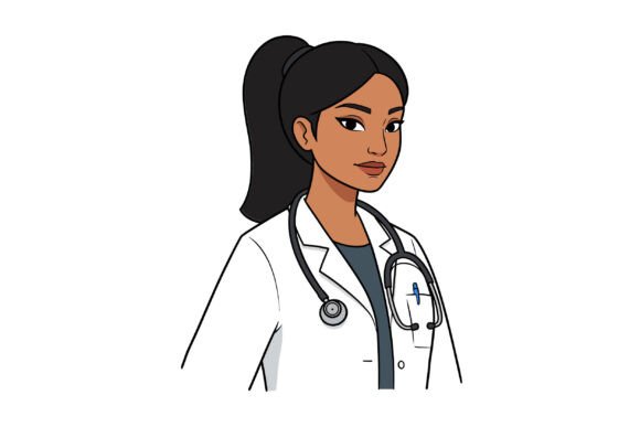 Female Doctor in White Lab Coat with S