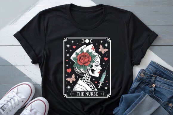 Floral Nurse Skeleton Gothic Art SVG PNG