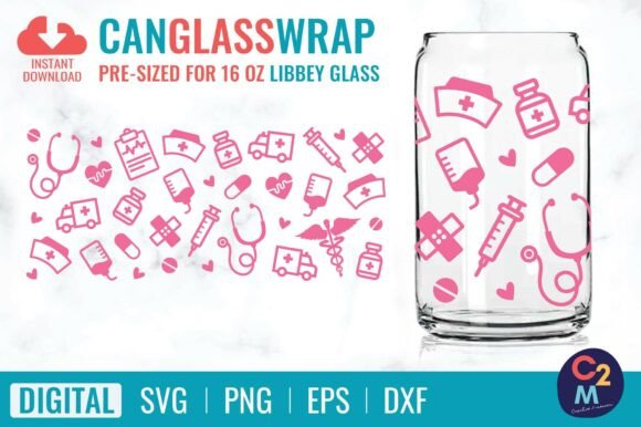 Nurse Libbey Glass 16oz SVG