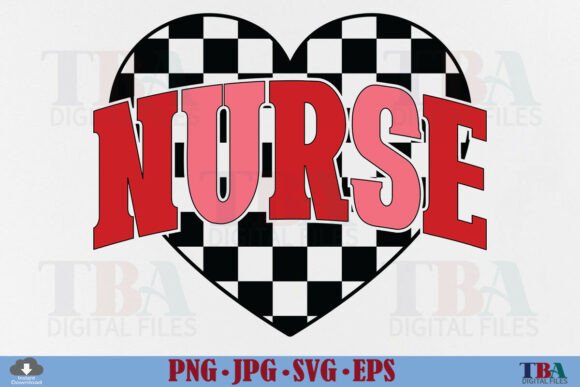Valentine Nurse Checkered Heart Love SVG